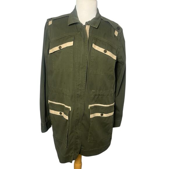 CAbi 722 Green Anorak Military Utility Cargo Jacket Zip Drawstring Waist Small - Picture 2 of 9